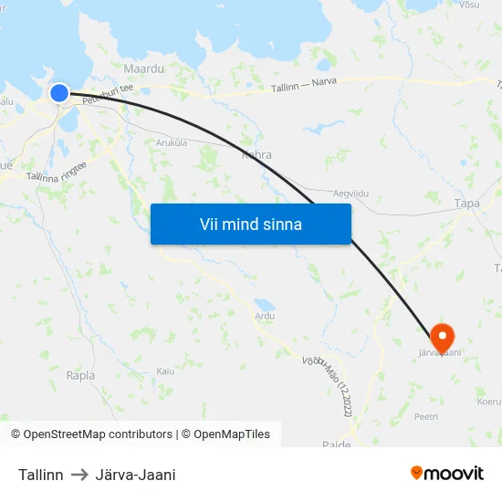 Tallinn to Järva-Jaani map