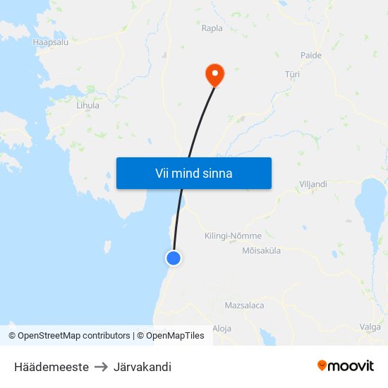 Häädemeeste to Järvakandi map
