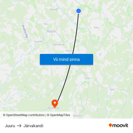 Juuru to Järvakandi map