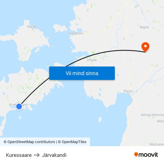 Kuressaare to Järvakandi map