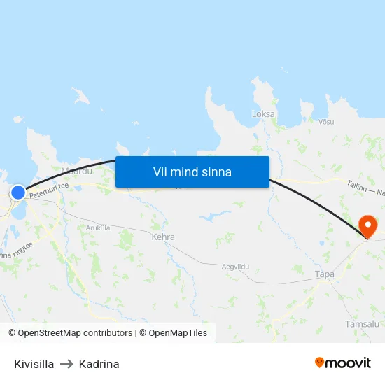 Kivisilla to Kadrina map