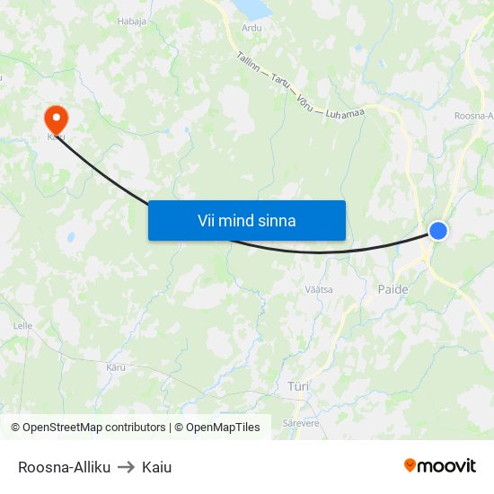 Roosna-Alliku to Kaiu map