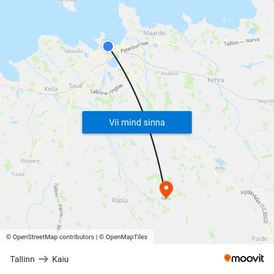 Tallinn to Kaiu map