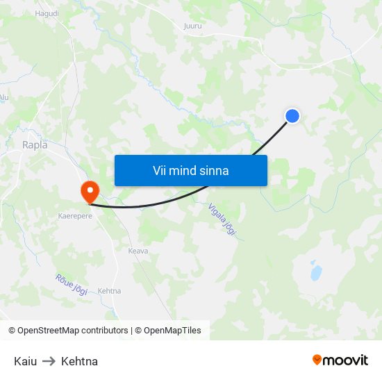 Kaiu to Kehtna map