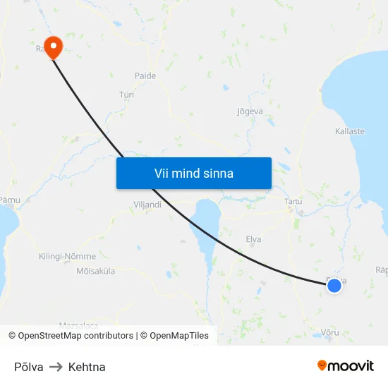 Põlva to Kehtna map