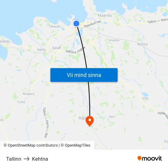 Tallinn to Kehtna map
