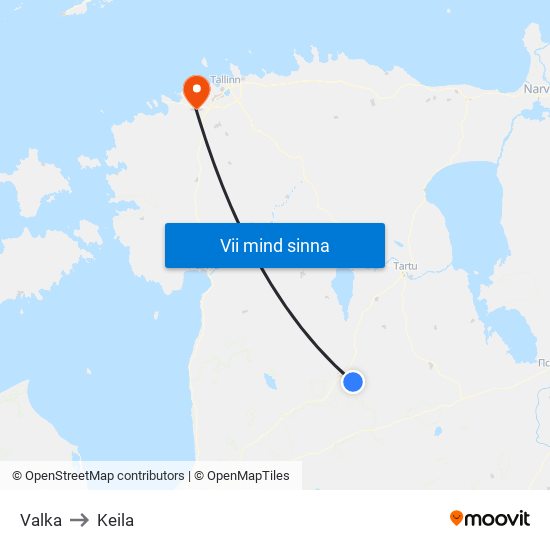 Valka to Keila map