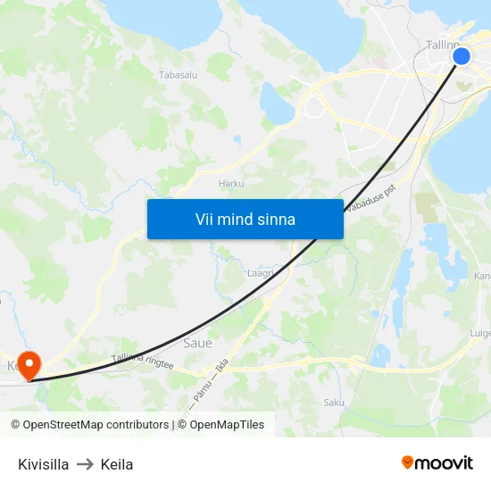 Kivisilla to Keila map