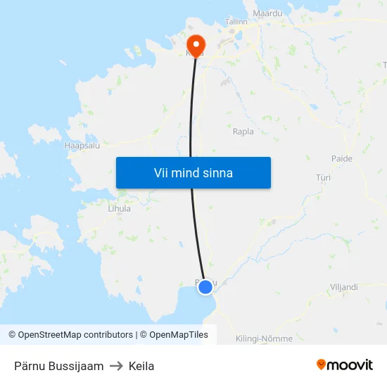 Pärnu Bussijaam to Keila map