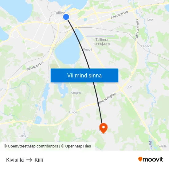 Kivisilla to Kiili map