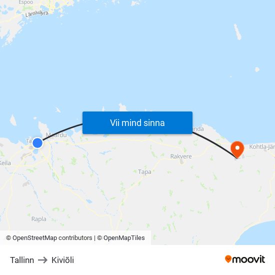 Tallinn to Kiviõli map