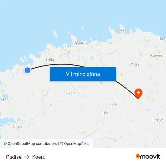 Padise to Koeru map