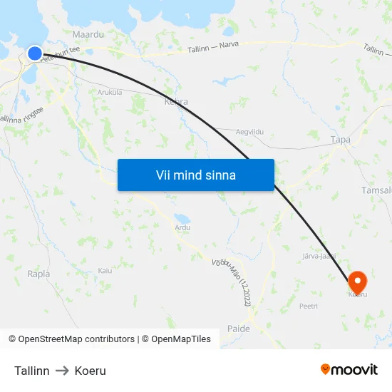 Tallinn to Koeru map