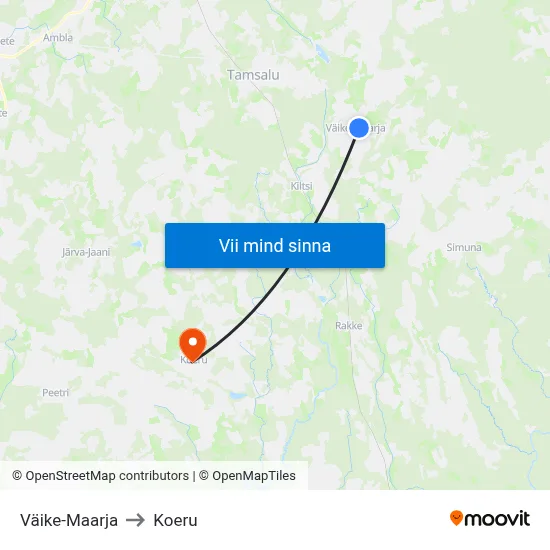 Väike-Maarja to Koeru map