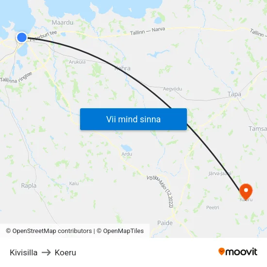 Kivisilla to Koeru map