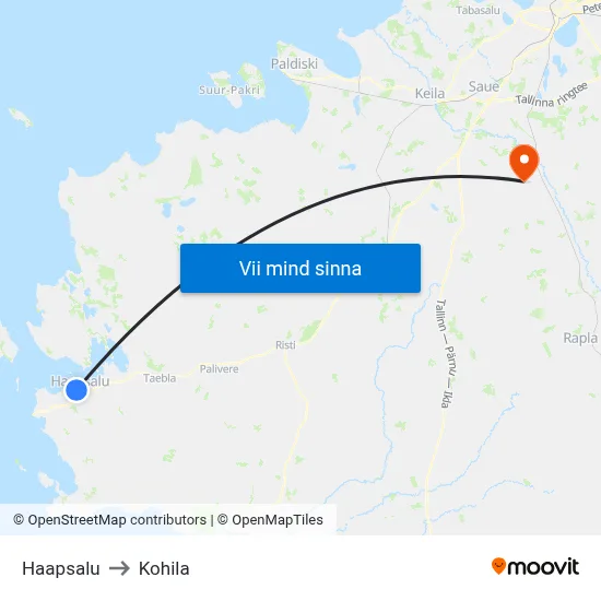 Haapsalu to Kohila map