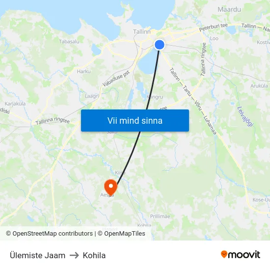 Ülemiste Jaam to Kohila map