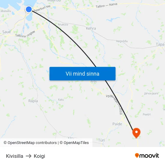 Kivisilla to Koigi map