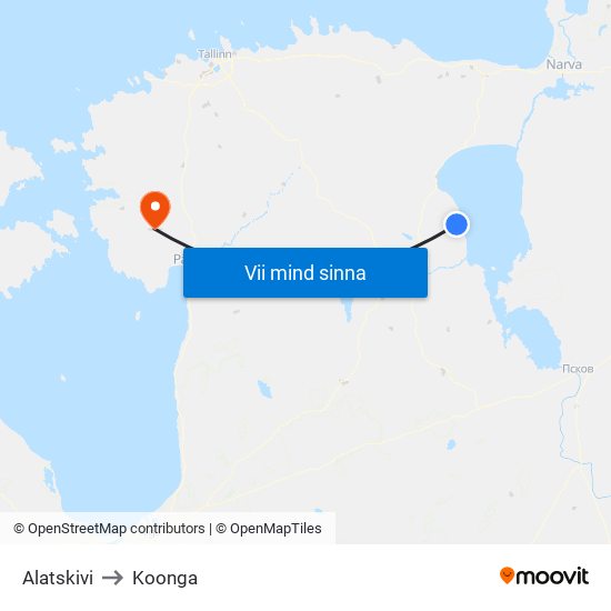 Alatskivi to Koonga map