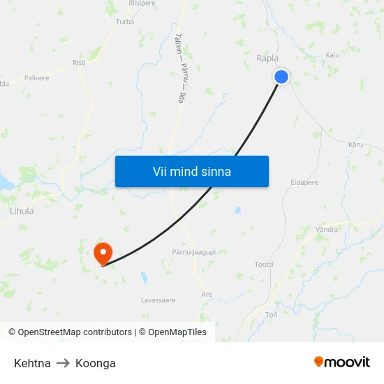 Kehtna to Koonga map