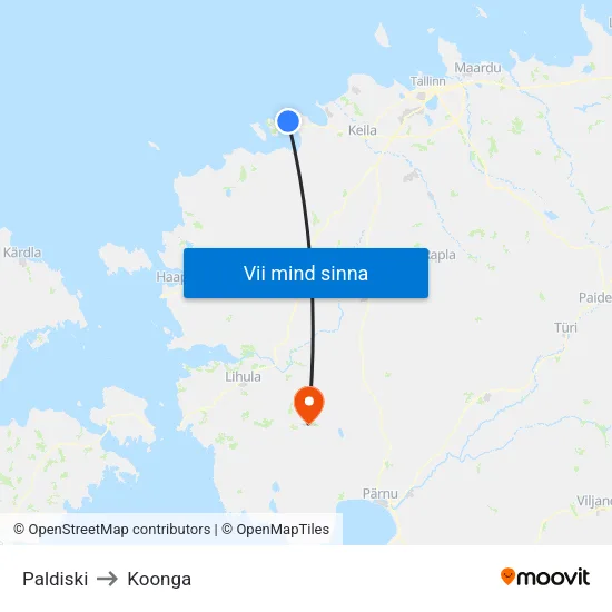 Paldiski to Koonga map