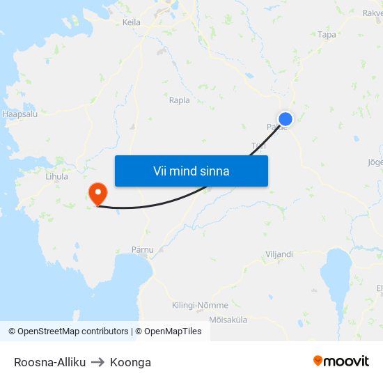 Roosna-Alliku to Koonga map