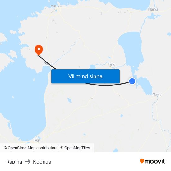 Räpina to Koonga map