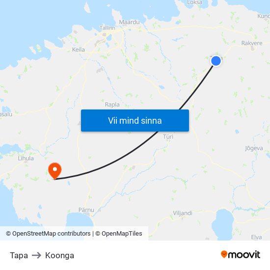 Tapa to Koonga map