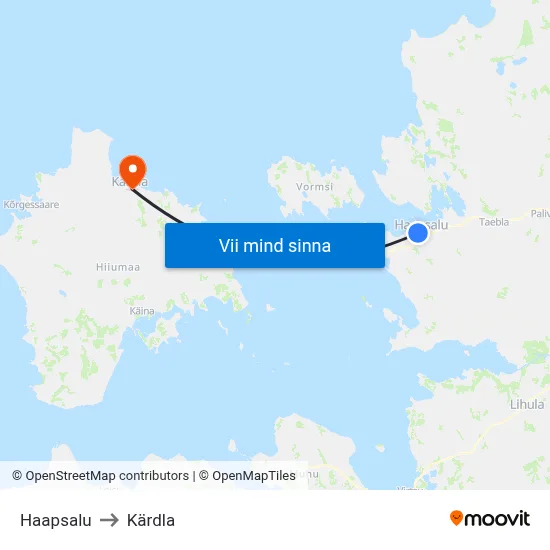 Haapsalu to Kärdla map