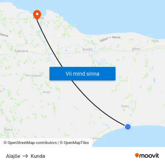 Alajõe to Kunda map