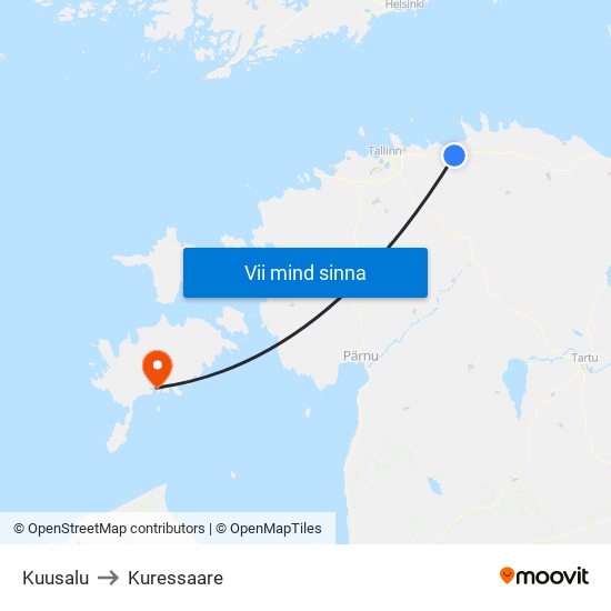 Kuusalu to Kuressaare map