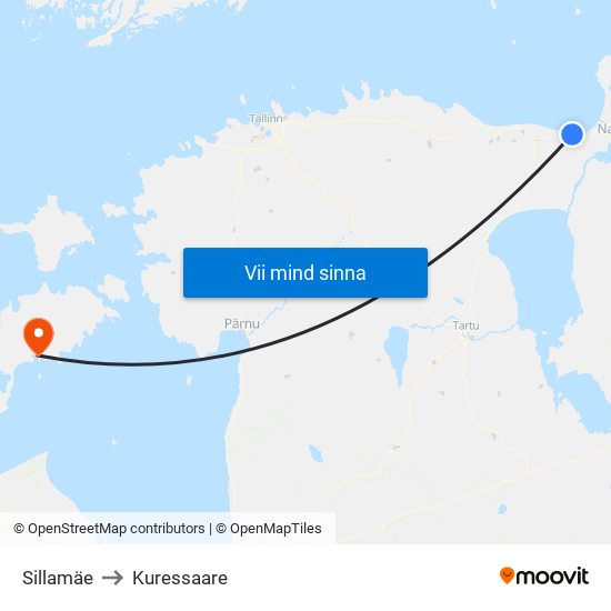 Sillamäe to Kuressaare map