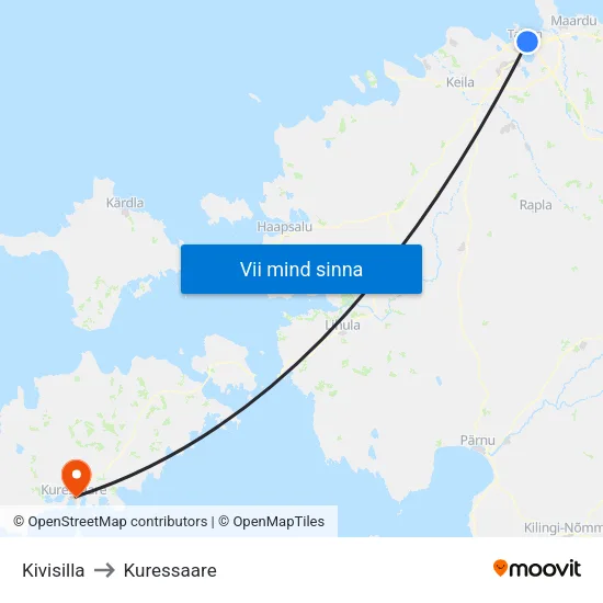 Kivisilla to Kuressaare map