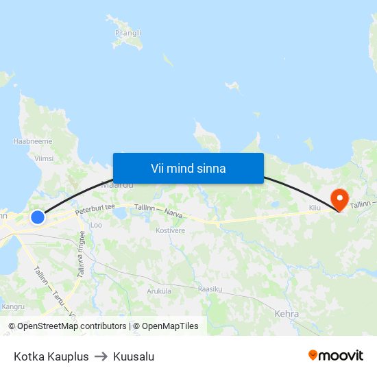 Kotka Kauplus to Kuusalu map