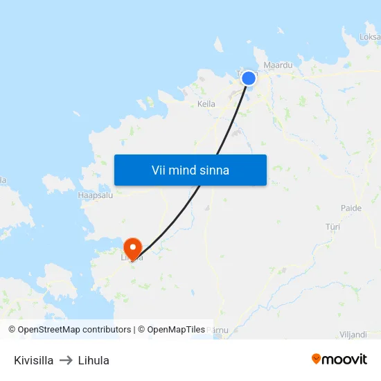 Kivisilla to Lihula map