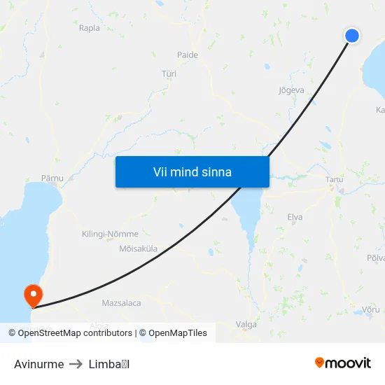 Avinurme to LimbaI map