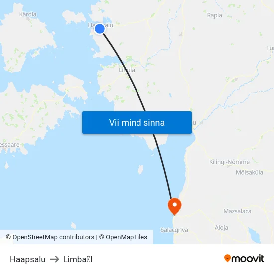 Haapsalu to LimbaI map