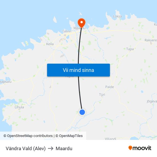 Vändra Vald (Alev) to Maardu map