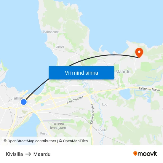 Kivisilla to Maardu map