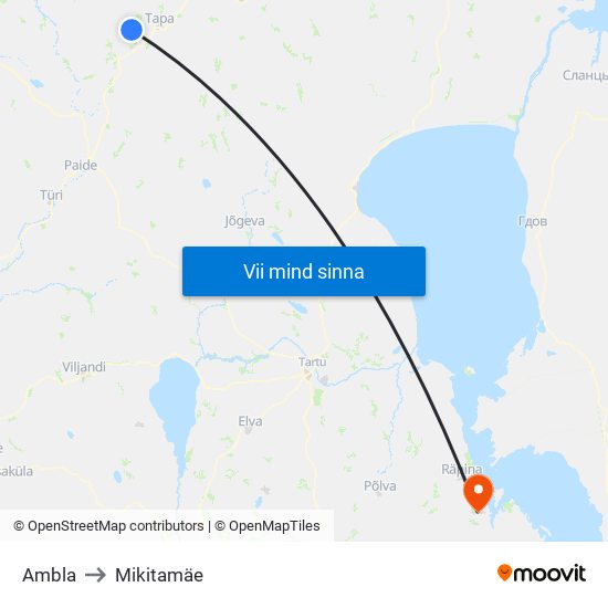 Ambla to Mikitamäe map