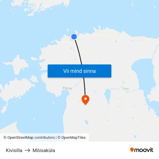 Kivisilla to Mõisaküla map