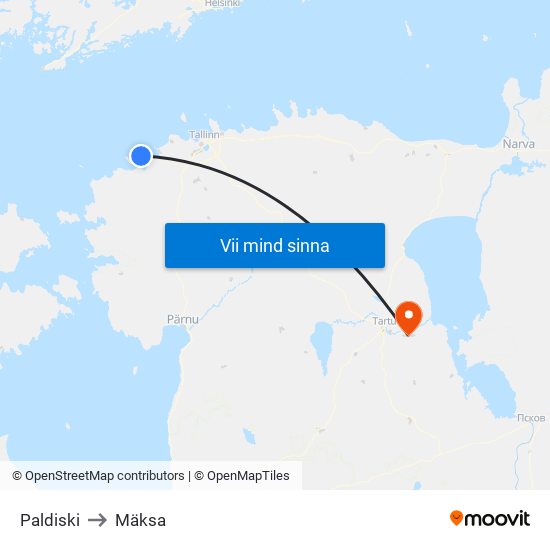 Paldiski to Mäksa map