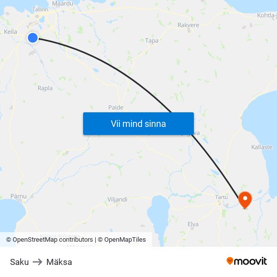 Saku to Mäksa map