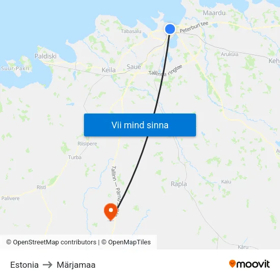 Estonia to Märjamaa map