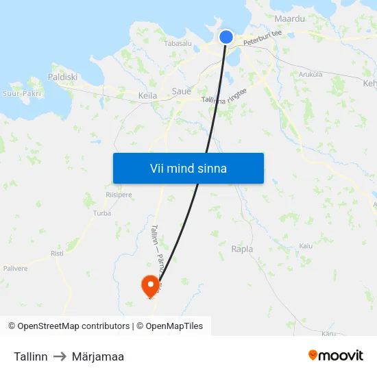 Tallinn to Märjamaa map