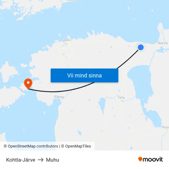 Kohtla-Järve to Muhu map