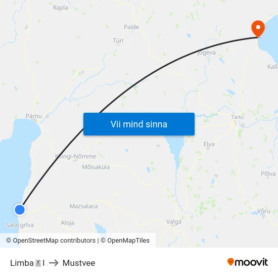 LimbaI to Mustvee map