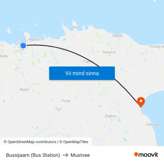 Bussijaam (Bus Station) to Mustvee map
