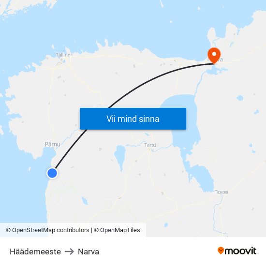 Häädemeeste to Narva map