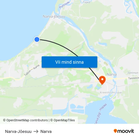 Narva-Jõesuu to Narva map